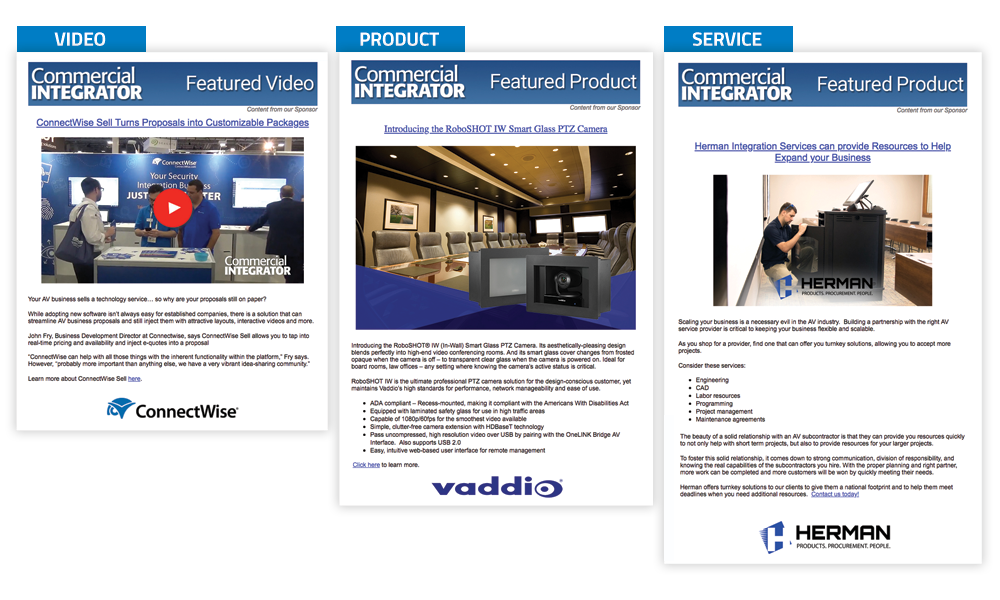 Commercial Integrator Featured eBlasts