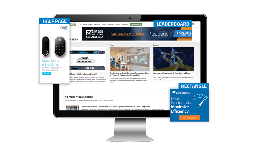 Commercial Integrator Standard Banner Ads